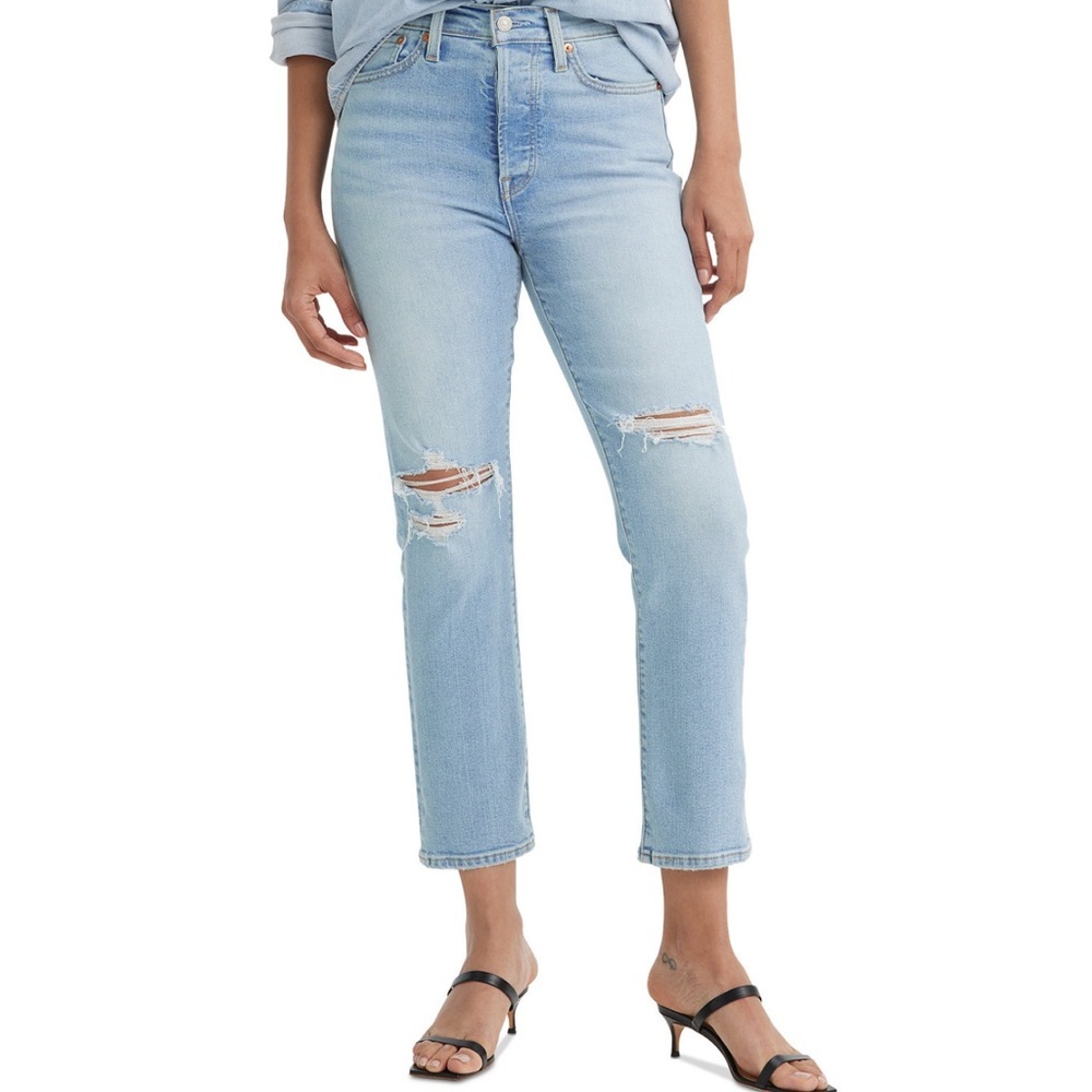 Levi’s Wedgie Straight distressed Womens Blue Denim Jeans 25 x 28